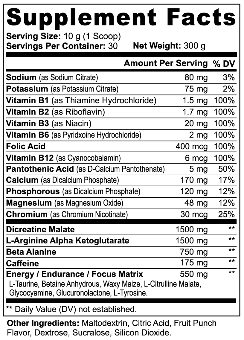 Nitric Shock Pre-Workout Powder (Fruit Punch) StrengthBeasts