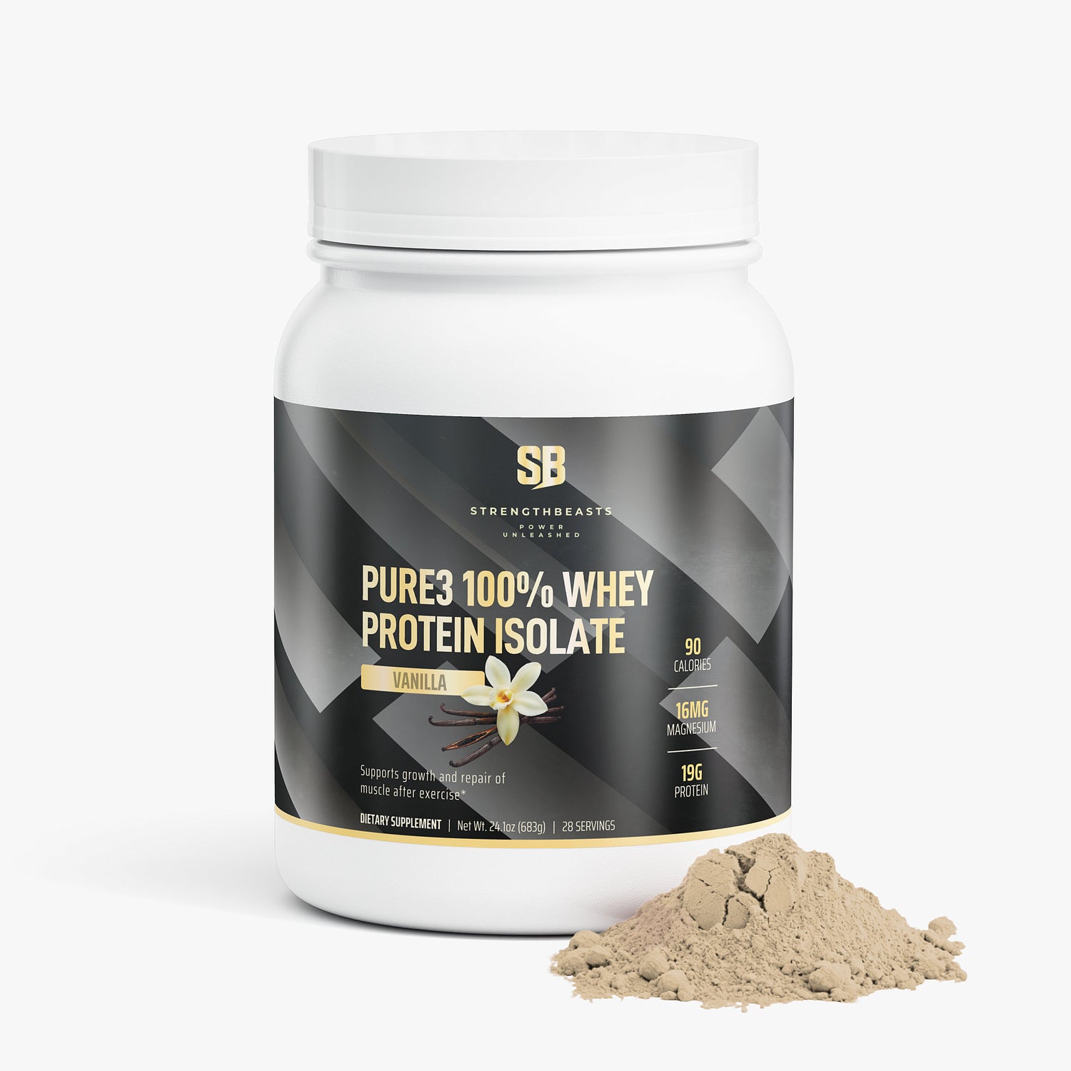 Pure3 100% Whey Protein Isolate (Vanilla) StrengthBeasts