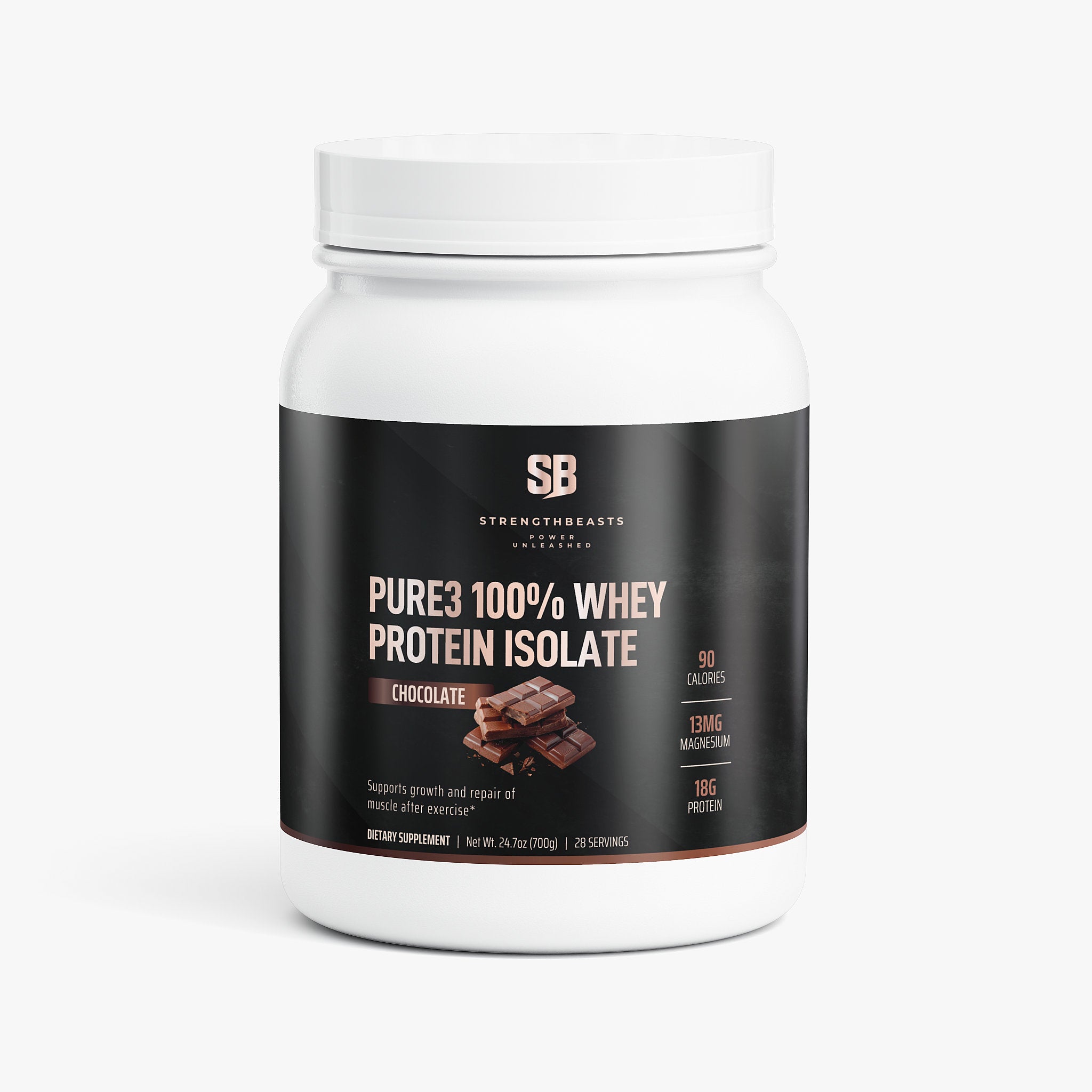 Pure3 100% Whey Protein Isolate (Chocolate) StrengthBeasts