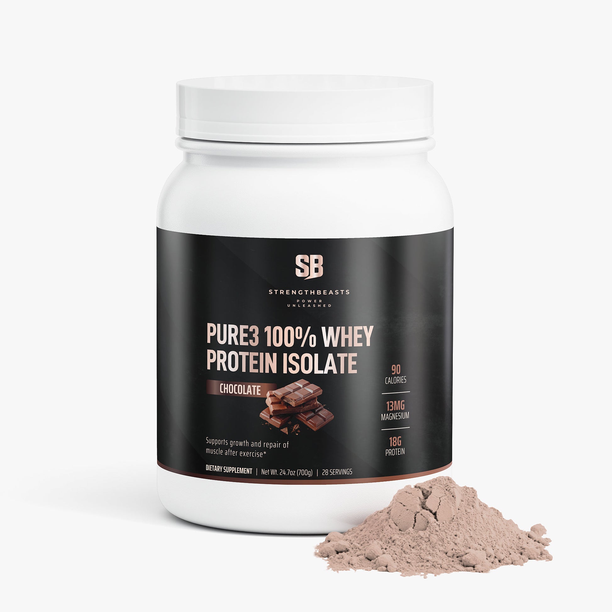 Pure3 100% Whey Protein Isolate (Chocolate) StrengthBeasts