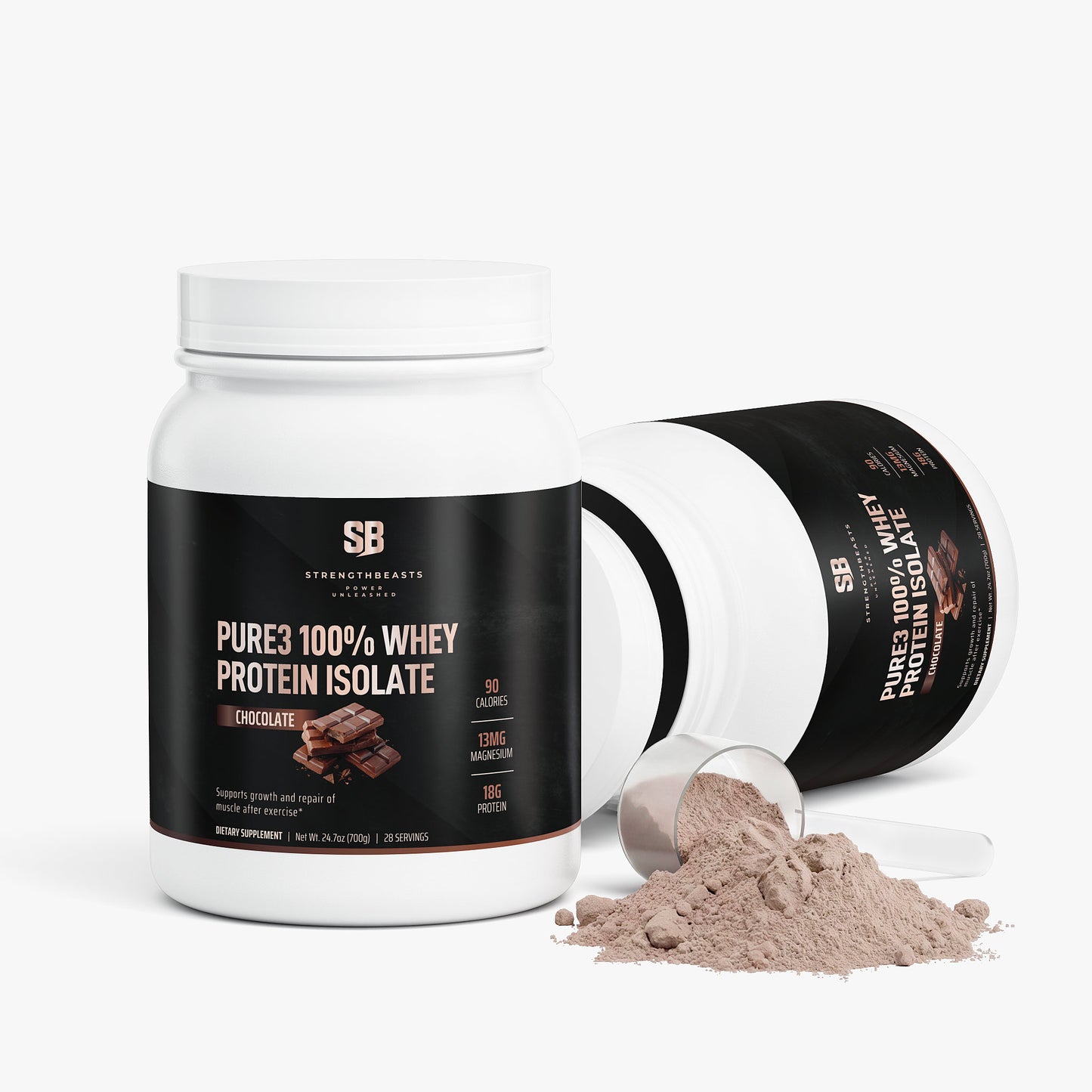 Pure3 100% Whey Protein Isolate (Chocolate) StrengthBeasts