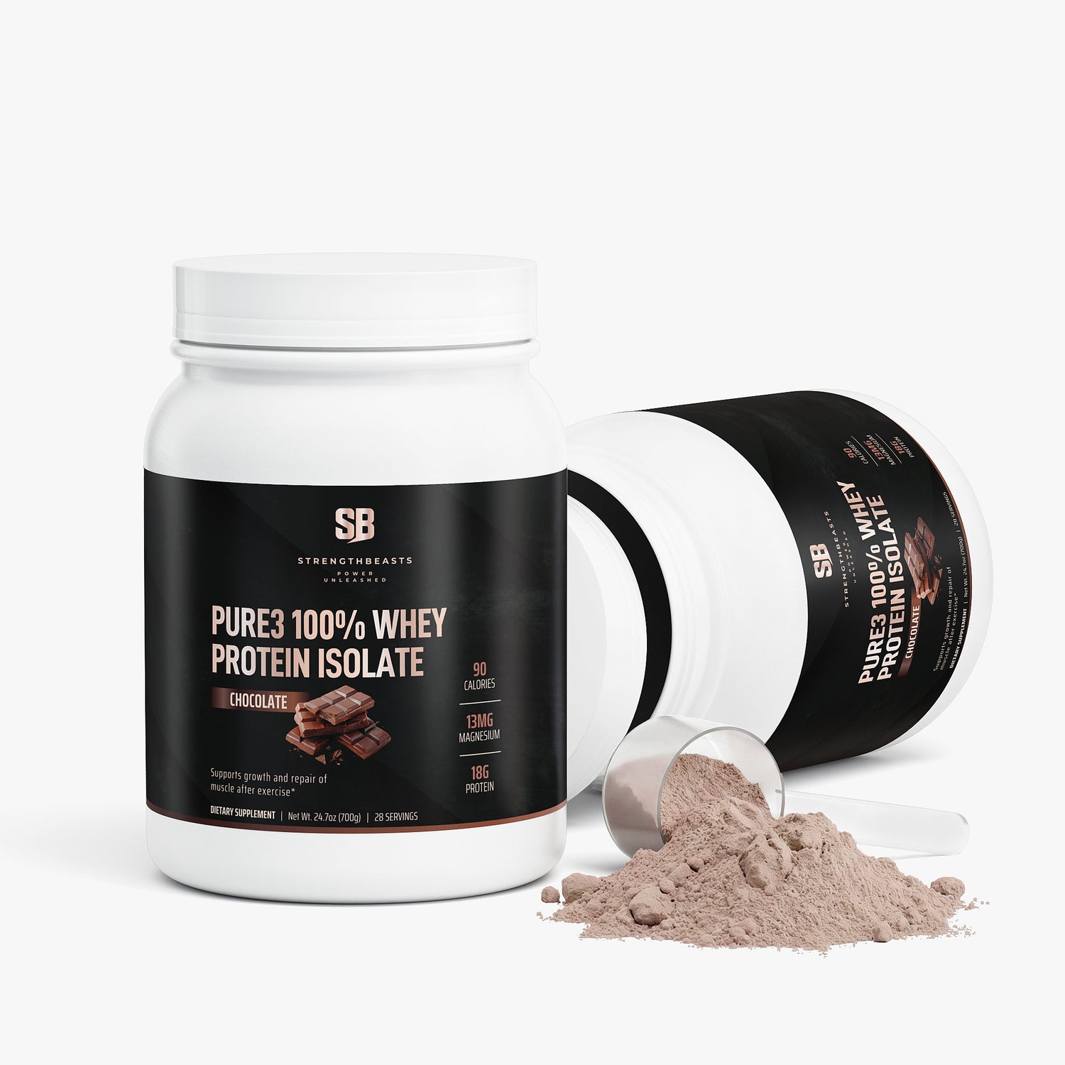Pure3 100% Whey Protein Isolate (Chocolate) StrengthBeasts